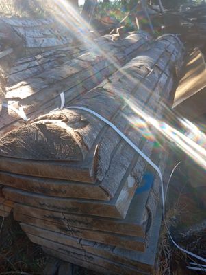 un gros tas de bois au milieu d'un champ