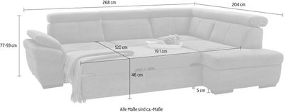 32 / Canapé d'angle convertible Salerne avec réglage d…