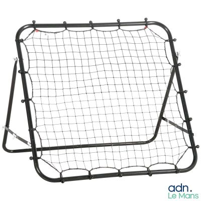 a close up of a soccer goal on a white background