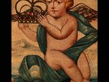 an image of a painting of a cupid holding a crown