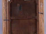 a picture of a small wooden box with a glass door