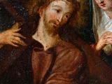 an image of a painting of jesus carrying the cross with a woman