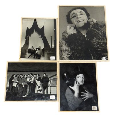 four black and white photographs of a woman on a cell phone