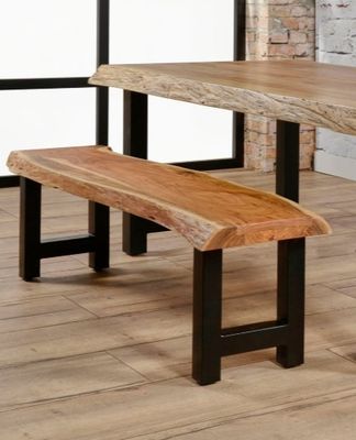 Banc STACY en acacia et métal noir -dimensions: 160x40x45 cm…