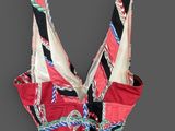 an image of a woman ' s top with a colorful design