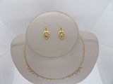 necklace and earring set in gold plated metal