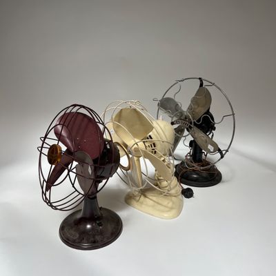 three different types of fan on a white surface