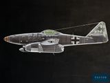 painting of an old world war ii fighter plane flying in the sky