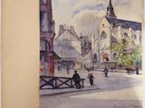 une image d'une peinture représentant une scène de rue avec une voiture à cheval