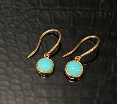 Boucles d'oreilles plaquées or avec pierre turquoise