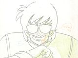 dessin représentant un homme à lunettes, vêtu d'une chemise verte, tenant un téléphone portable