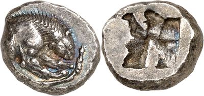 a close up of a coin with a man and a woman on it