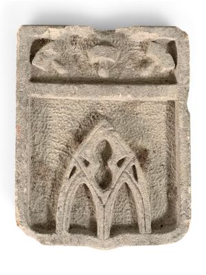 an image of a stone block with a design on it
