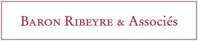 a white sign with the words baron ruevre and associates on it
