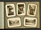 an open book with pictures of people and buildings in it