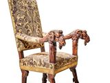 an image of a wooden chair with a floral upholstered seat