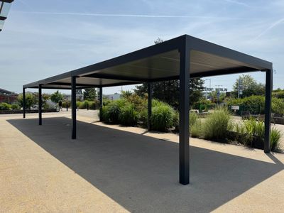 une structure métallique noire posée au sol