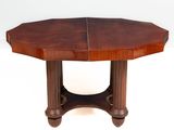 a close up of a wooden table on a white background