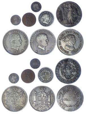 an image of a bunch of coins sitting on top of a white surface