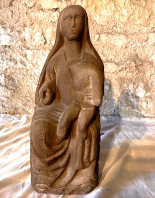 Vierge à l’enfant en grés - Photo 1