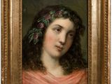 a painting of a woman with a wreath of flowers on her head