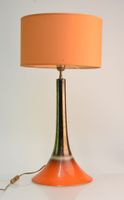 Lampe à pied évasé en faïence émaillée orange à dégradé à lu…