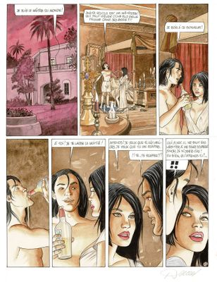 une bande dessinée représentant une femme en train de boire un verre