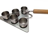 an image of a set of four cups and a wooden handle