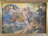a painting of a painting of a man and a woman in a landscape