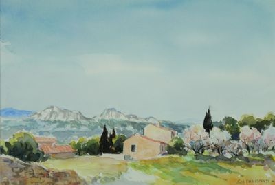 Francine SOUTEYRAND (1929-2017). Les amandiers en fleur. Cra…