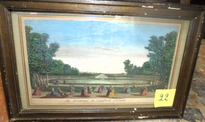 an oil painting of a view of a park with people in it