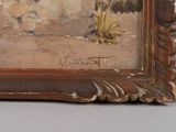 an image of a painting of a desert scene in a wooden frame