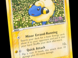 une image représentant une carte Pokémon avec un personnage Pokémon bleu et jaune