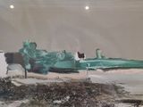 a picture of a painting of a boat in the water