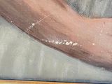 a painting of a man ' s hand holding a tennis racquet