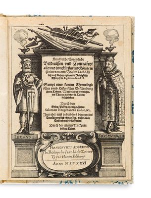 an old book with a picture of a man and a woman standing next to each other