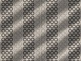 un gros plan sur un tapis noir et blanc orné de cercles