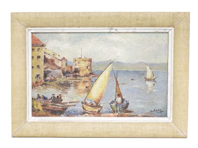 École du XXe siècle. Bord de mer et voiliers. - Photo 1