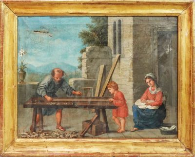 Ecole du XIXe s. Joseph, Marie et le Christ enfant