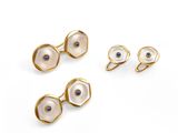a set of three pearl and gold earrings