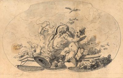 an image of a drawing of a man and a woman in a landscape