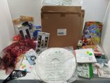 a box of supplies sitting on a table next to a cardboard box