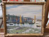 a picture of a painting of sailboats in the water