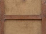 an old wooden frame with a brown canvas on the bottom and bottom of it