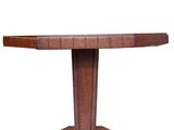 a close up of a wooden table with a white background