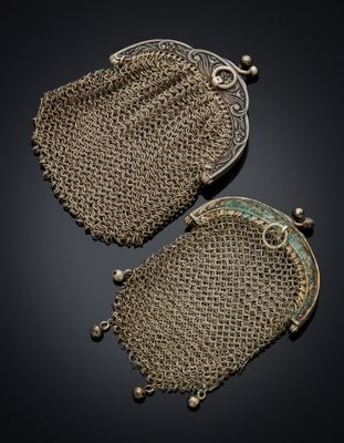 two antique silver mesh purses