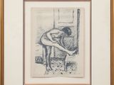 une image représentant le dessin d'une femme penchée au-dessus d'une baignoire