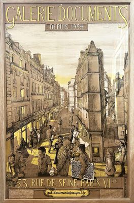 a picture of a painting of a street scene