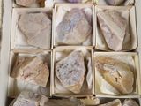 une boîte remplie de cailloux posée sur une table