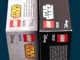 two boxes of lego star wars toys on a table